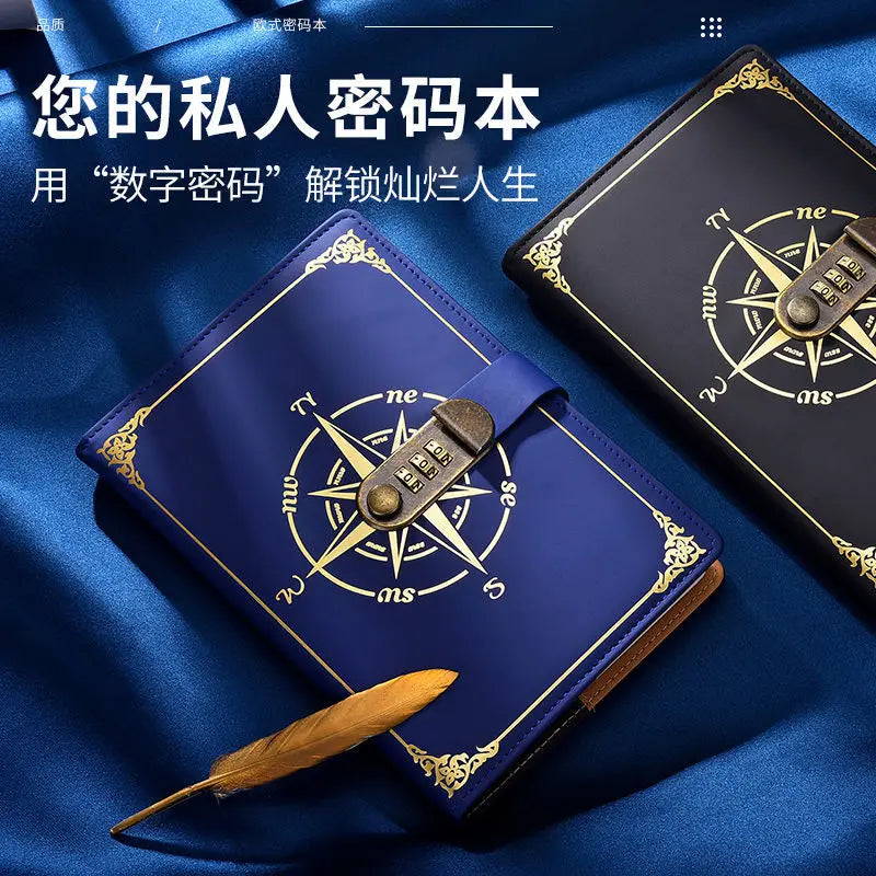 A5 Codebook 200 Pages Vintage Locked Notebook Book Creative Thick Hand